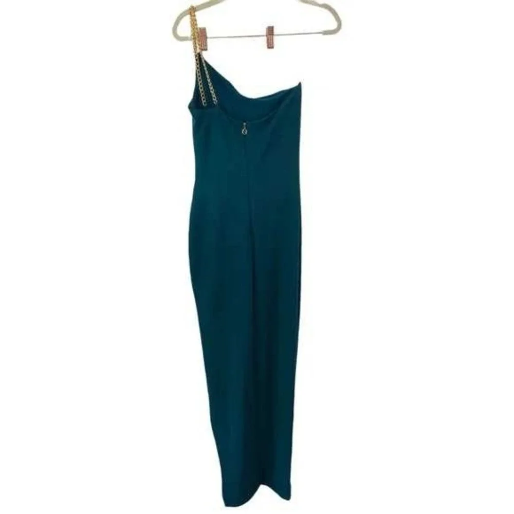 Nookie Estella one-shoulder gown size XS‎ chain strap slit evening dress